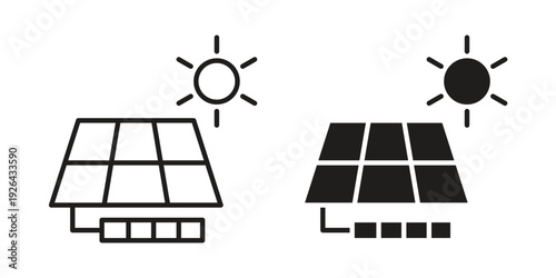 Solar energy icon. simple thin line icon vector illustration pack on white
