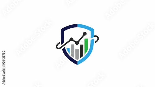 Shield with bar graph and lock.