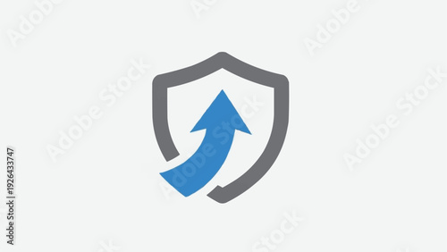 Shield with blue arrow icon security.