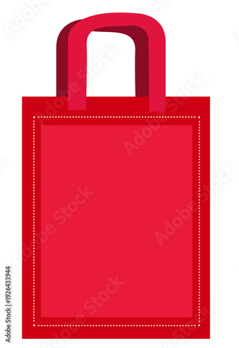 Red Tote Eco or Shopping Bag. Editable Clip art.