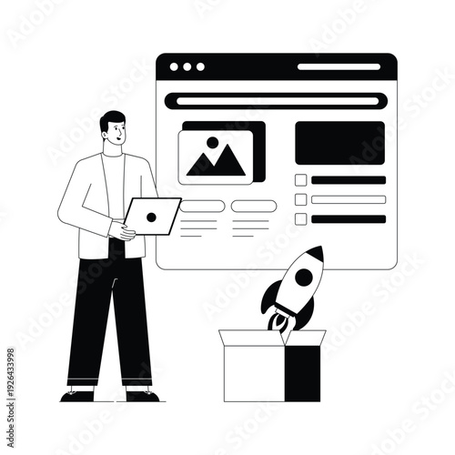 Launching Website Vector illustration. EPS 10	   