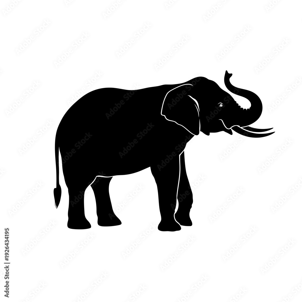 Fototapeta premium Majestic elephant standing proudly with raised trunk