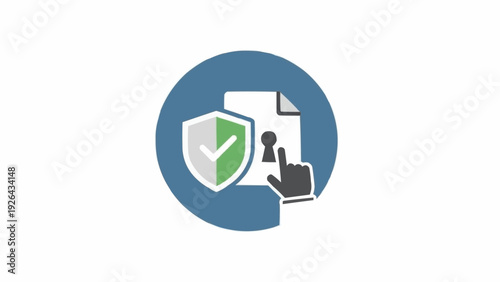 Shield Icon with Document and Fingerprint.