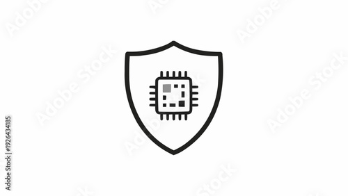 Shield Icon with Microchip Security Symbol.