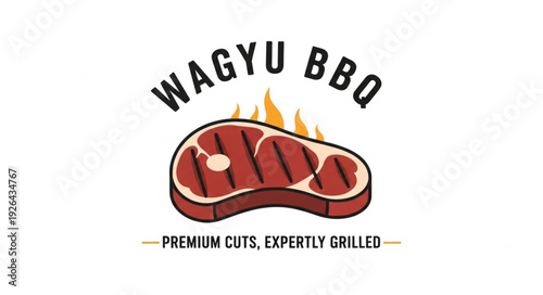 Wagyu Steak BBQ Logo Design.