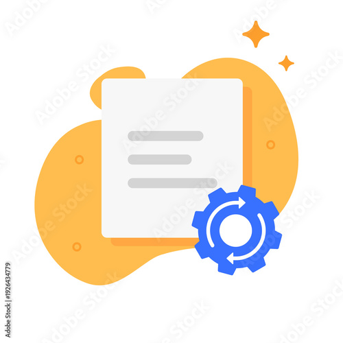 Document file settings configuration setup icon vector modern graphic simple minimal cartoon design, data registry automation adjustment execution process sign symbol, update operation optimization