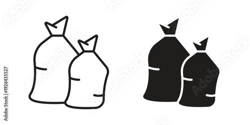 Trash bag icon. simple thin line icon vector illustration pack on white