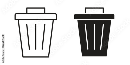 Trash icon. simple thin line icon vector illustration pack on white