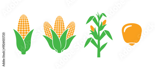 Corn icon assortment. Vector design isolated against a white background