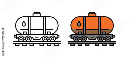 Fuel Tank Vector Illustration, Linear Flat Design Icon Representing Storage, Energy Supply