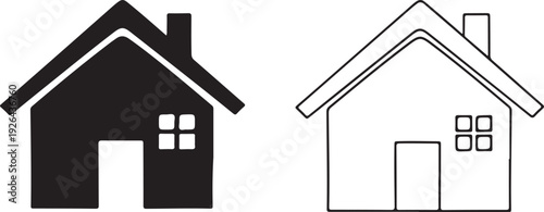 Black and white house with chimney and windows home 2