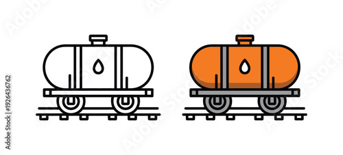 Fuel Tank Vector Illustration, Linear Flat Design Icon Representing Storage, Energy Supply