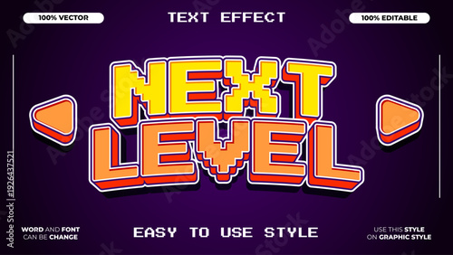 Next Level Text Effect - Pixelated Retro Game Style with Customizable Font Options