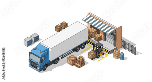 Warehouse Truck Loading Unloading Process.