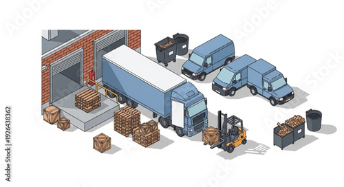 Warehouse Trucks and Shipping Containers.