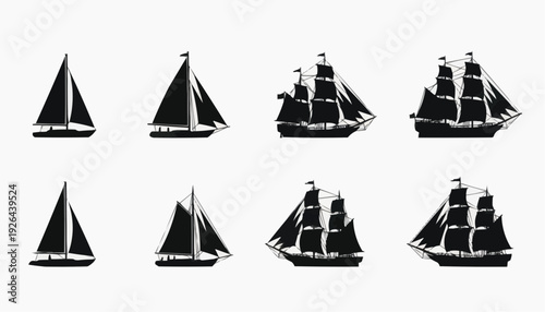 set of sailing boats