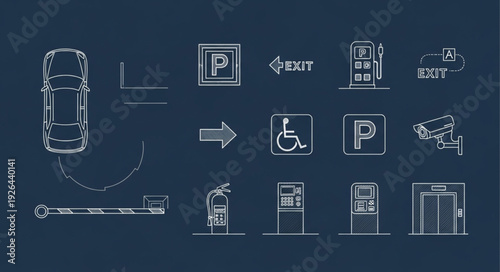 Parking and Transportation Icons - A Comprehensive Collection for Navigation and Guidance.