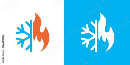 Snow and Fire Dual-Meaning Logo, Cold and Heat Contrast, Elemental Balance, Dynamic Energy, Modern Symbol Design, Editable Vector Artwork