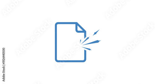 Blue Document Icon with Torn Corner.