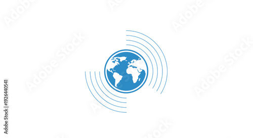 Blue Globe Earth Icon Symbol.
