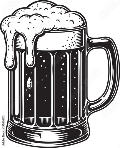 Black beer mug with foam froth 2