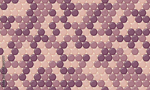 Abstract seamless pattern of overlapping circles in muted mauve and beige tones.  Creates a textured, subtle, and visually appealing design ideal for backgrounds, website banners, or textile prints.