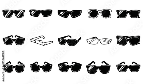 Stylish Sunglasses Silhouette Icon Collection Vector for Fashion and Summer Accessories