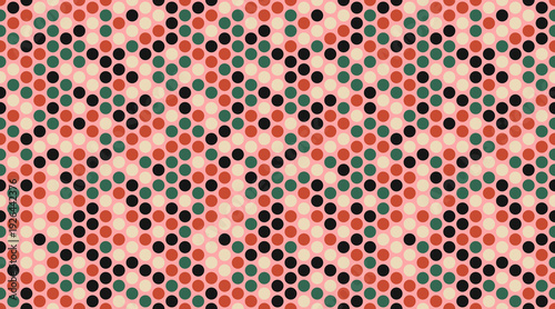 Abstract geometric pattern with colorful dots forming a diagonal plaid design.  Ideal for textile prints, website backgrounds, or modern design projects.