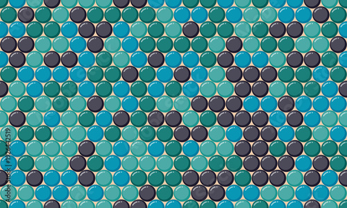 Abstract teal and gray circle pattern.  Stylish geometric texture ideal for website backgrounds, textile designs, or vibrant modern branding.  Evokes feelings of calm and sophistication.
