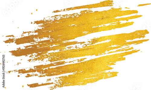 Gold paint brush strokes. Collection of golden paint brush strokes isolated on transparent white background.