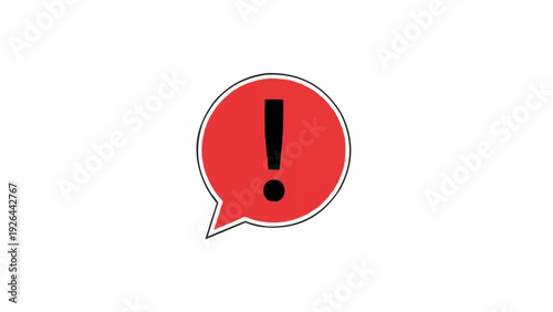 Red exclamation mark in speech bubble.