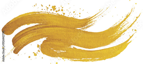 Gold paint brush strokes. Collection of golden paint brush strokes isolated on transparent white background.