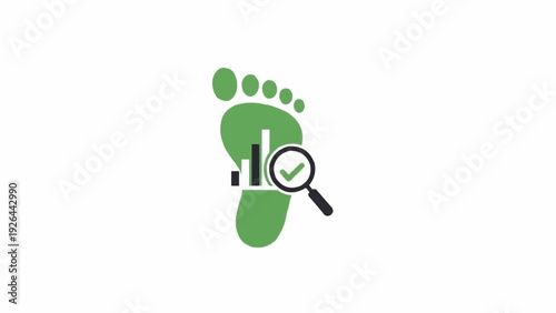 Green Footprint With Magnifying Glass.