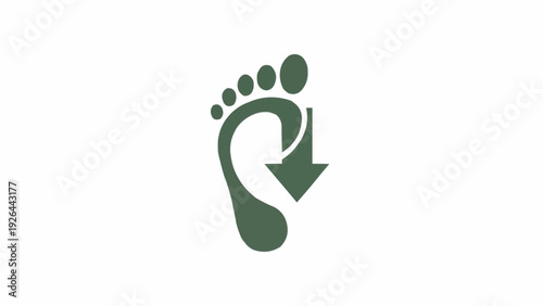 Green Footprint Icon with Arrow.