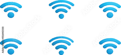 Colorful 3D wifi icon set, wireless internet connection network symbols in vibrant colors vector illustration.