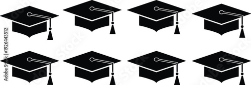 Education Icon Set with Line Art Symbols for Online Learning, Graduation, School Supplies, University Study, E-learning Technology, and Academic Achievement Vectors