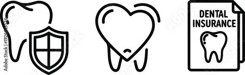 Vector of Dental insurance concept with tooth shield and policy