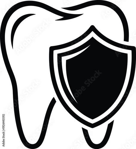 Vector of Dental care shield protecting tooth icon
