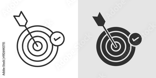 Target Achieved Icon representing goal completion, business success, and performance milestones. Stroke, filled, and colored vector illustration.