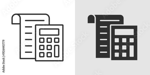 Tax Calculation Icon representing financial calculations, accounting, and taxation processes. Stroke, filled, and colored vector illustration.