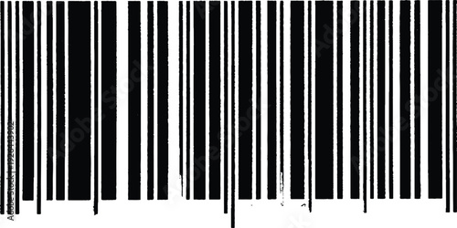 Black and white barcode pattern white background. Product barcode design in bold black, perfectly centered on white background, clean lines. 