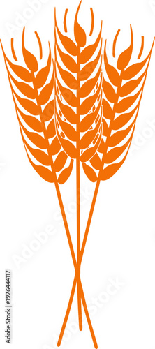 Create a realistic wheat vector art silhouette with white background.