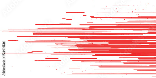 A vibrant red brush stroke isolated on transparent background. 