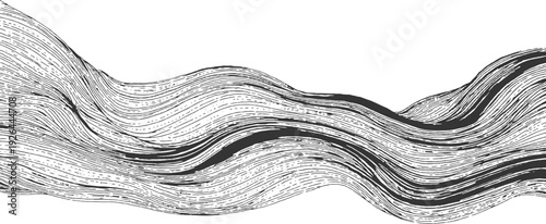 Abstract wavy lines on white background. Black and white abstract background. A drawing of wavy lines on a white background