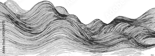 Abstract wavy lines on white background. Black and white abstract background. A drawing of wavy lines on a white background