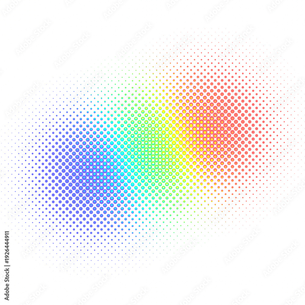 Fototapeta premium Colorful Radial Halftone, multicolored Dot Gradient Circle, Vibrant Abstract Print Texture