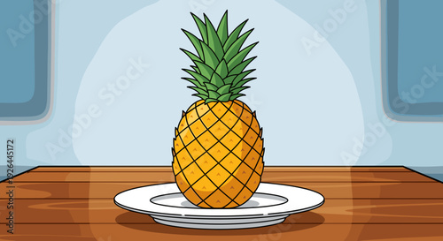 Pineapple on a White Plate.