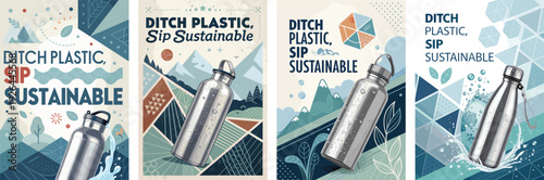 Eco-friendly designs promoting sustainable drinking habits with stylish water bottles.