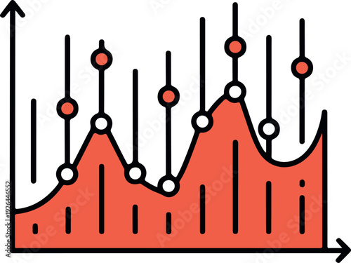 Market volatility graph with peaks and fluctuations