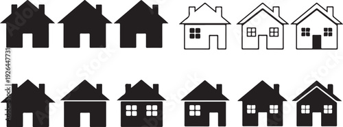 Black and white house with different window and door configurations